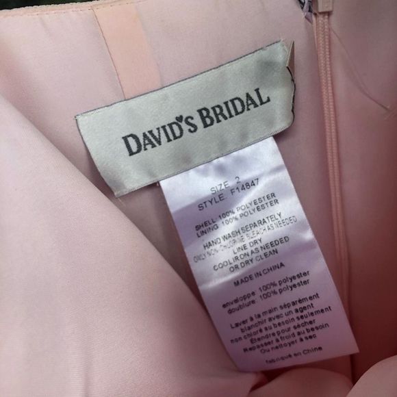 David’s Bridal Pink Blush Strapless Chiffon Party/Bridesmaid Dress with Ruffles - Picture 4 of 9